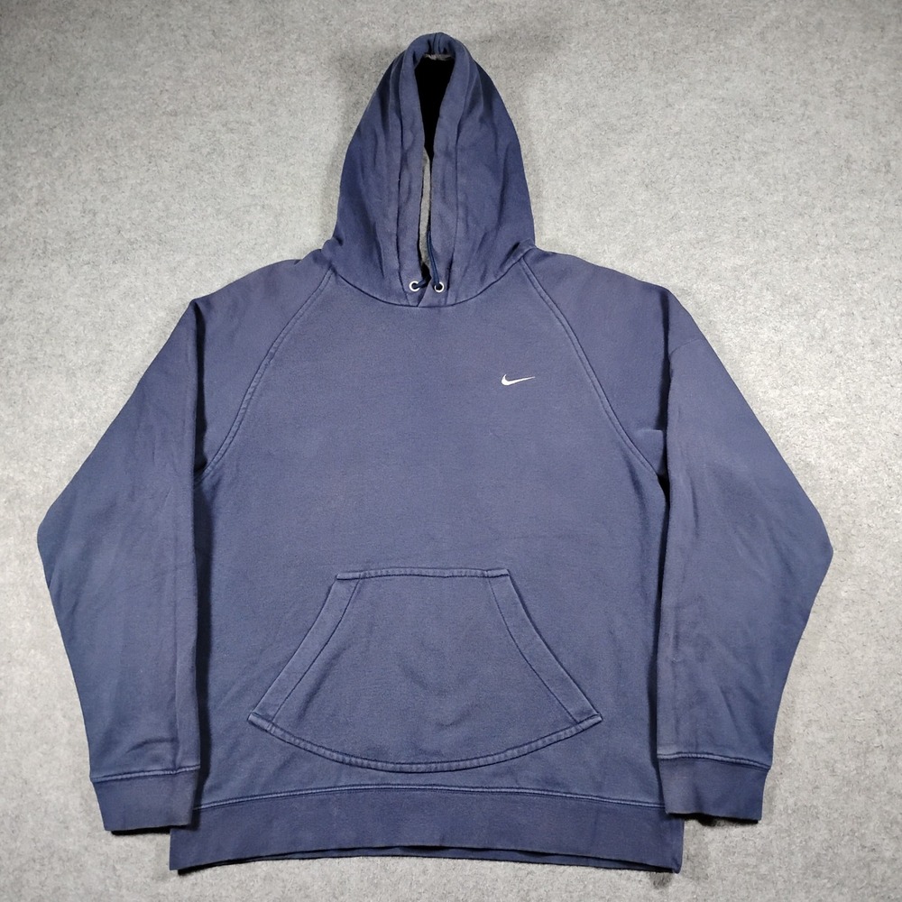 Nike Mens Vintage Y2K Mini Swoosh Pullover Hoodie Navy Blue Size M